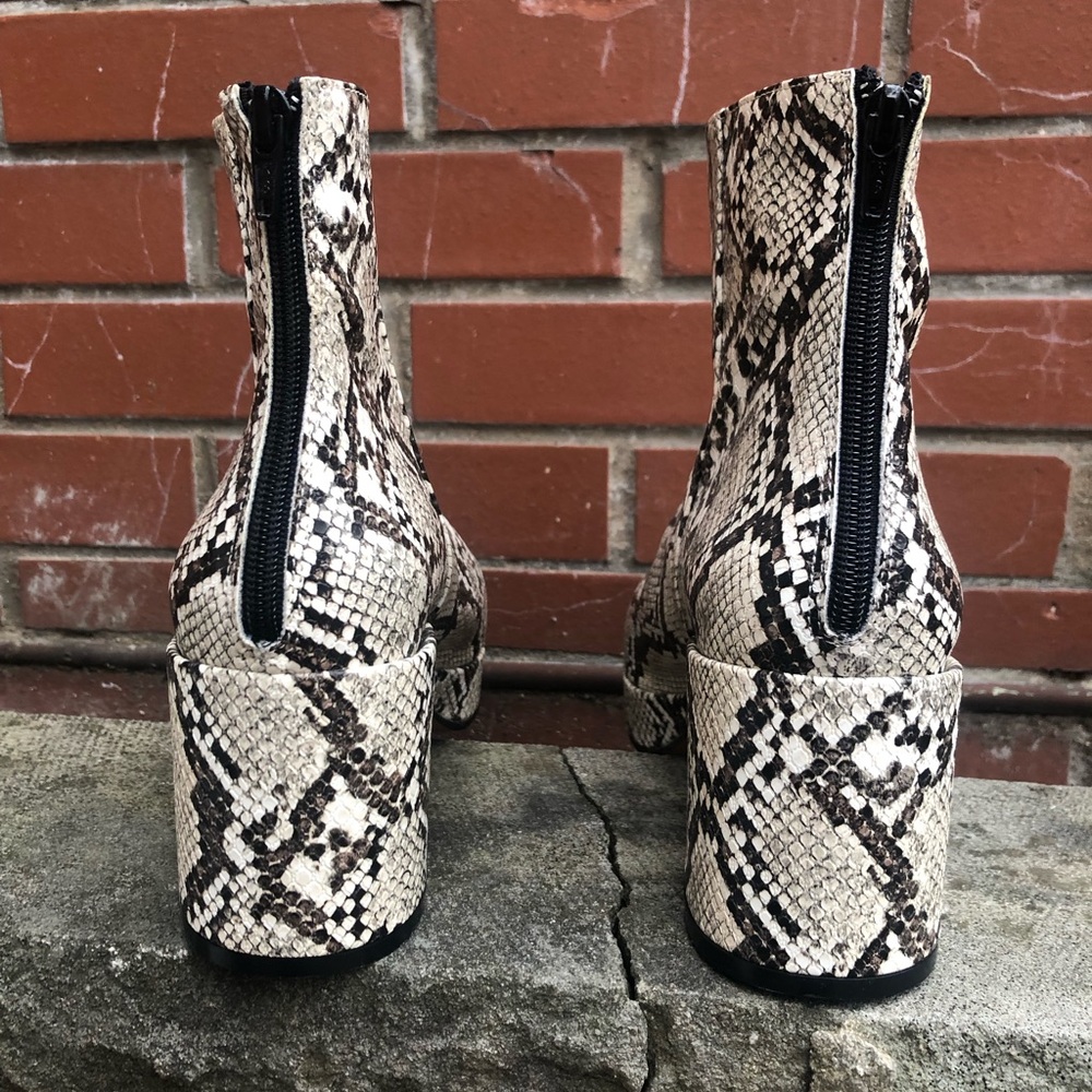 Faryl Robin for Anthropologie Snakeskin Patterned Platform Ankle Boots - Picture 3 of 5